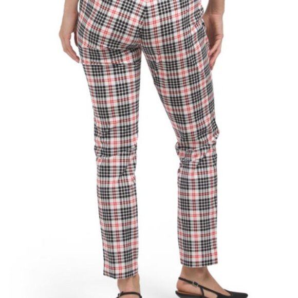 NWT J. McLaughlin Women's Cream Black Red Winthrop Plaid Yara Velvet Pants - Picture 7 of 16